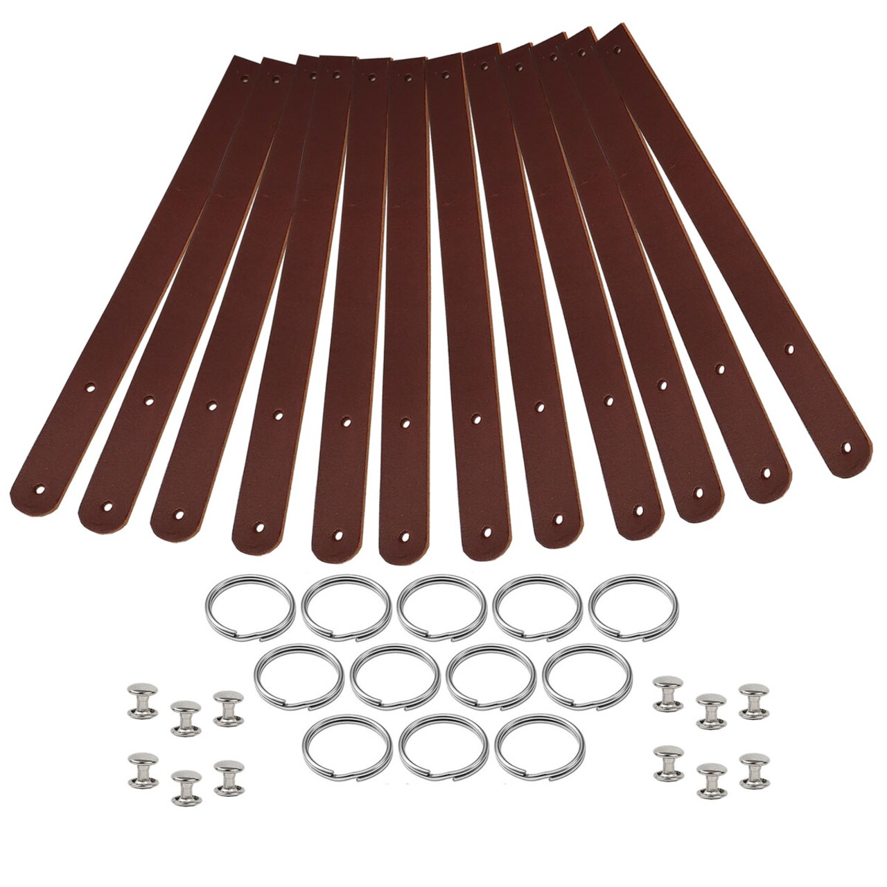 Blank Leather Keyrings 12 Pack – Pre-Cut Blanks with Hardware for Hot, Foil Stamping & Engraving